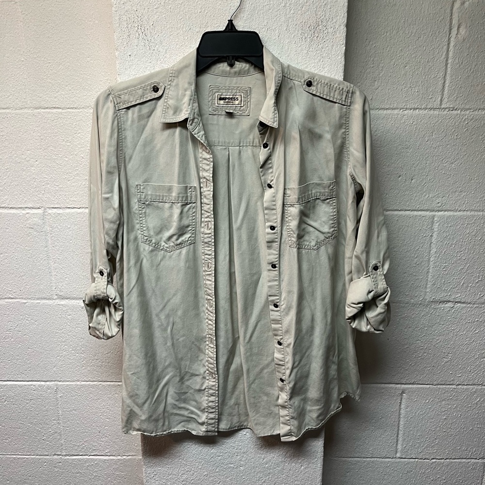 Express Women’s Light Tan Button-Up Jacket - Picture 1 of 6